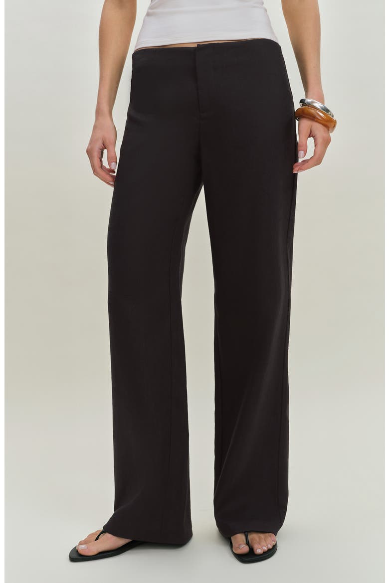 Vida Low Rise Linen Pants, Main, color, BLACK