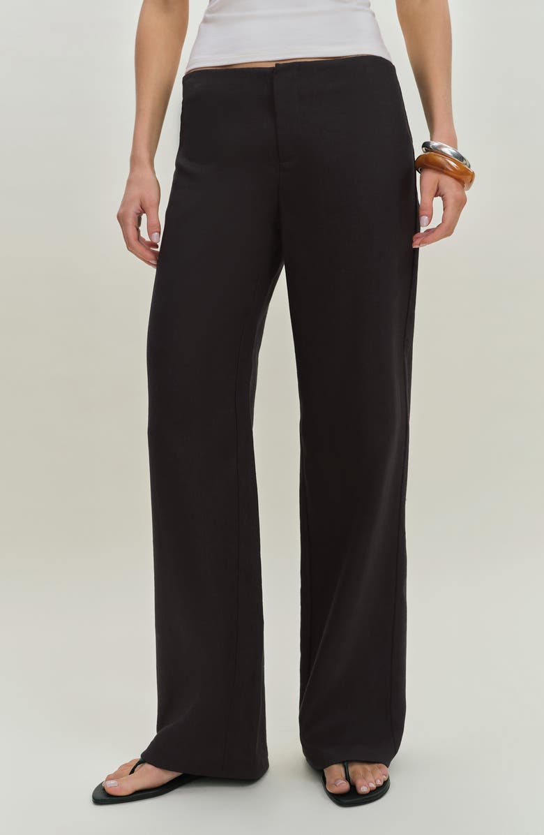 Reformation Vida Low Rise Linen Pants, Main, color, Black