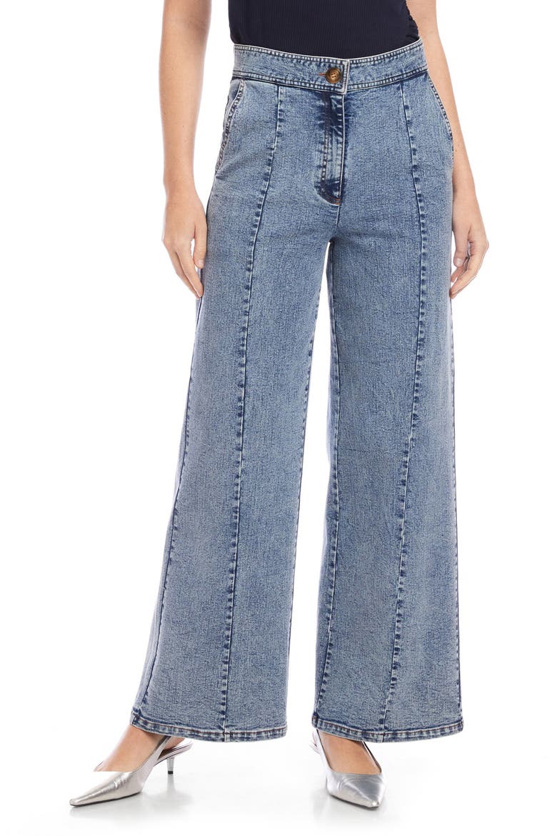 Kristen High Waist Wide Leg Trouser Jeans, Main, color, DENIM