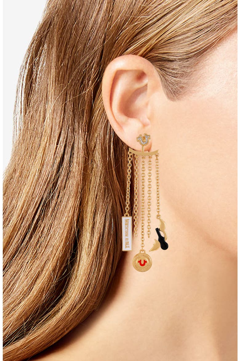 Logo Chain Drop Earrings, Alternate, color, GOLD TONE
