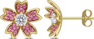Julianna B. Lab Grown Diamond & Pink Sapphire Flower Earrings
