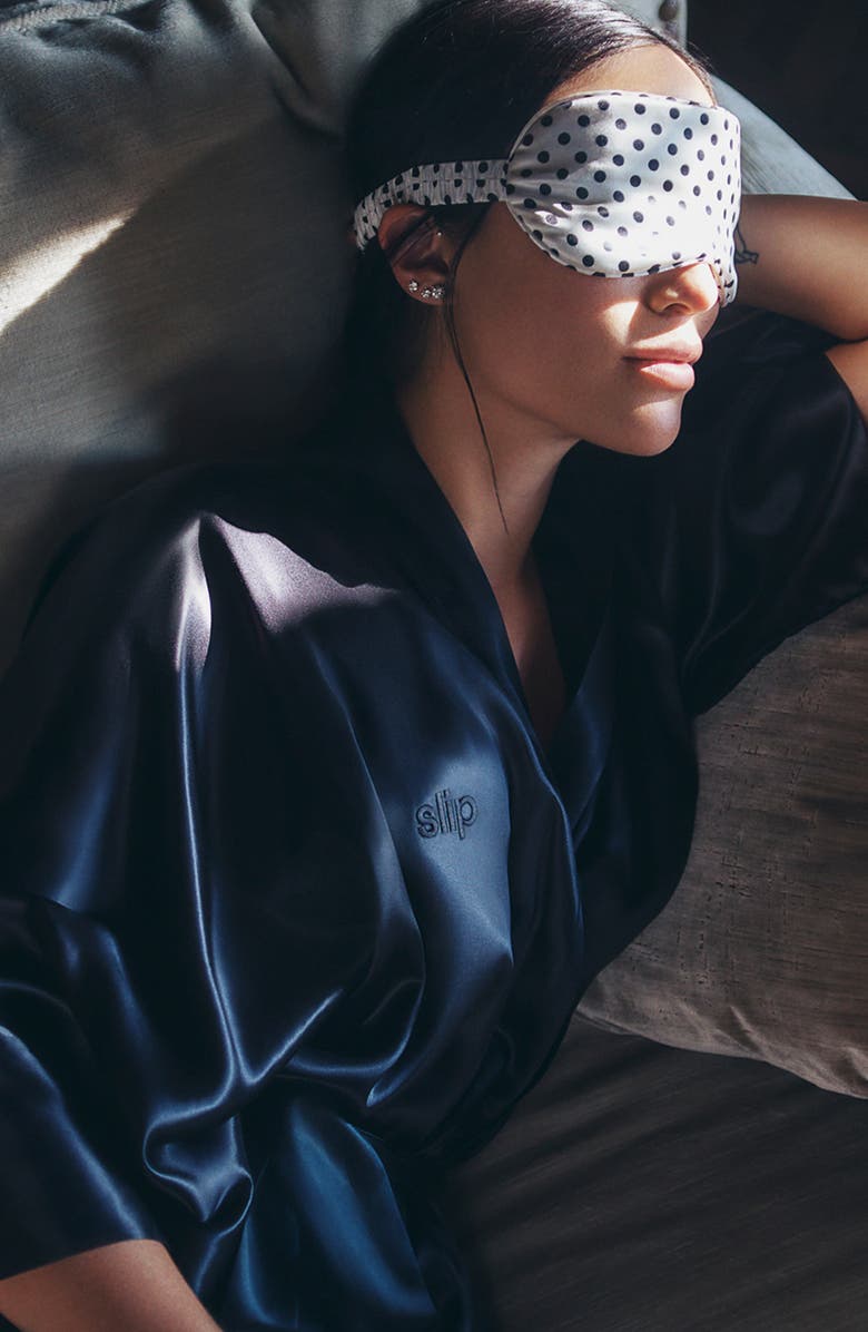 slip White & Polka Dot Pillowcase & Sleep Mask Set, Alternate, color,