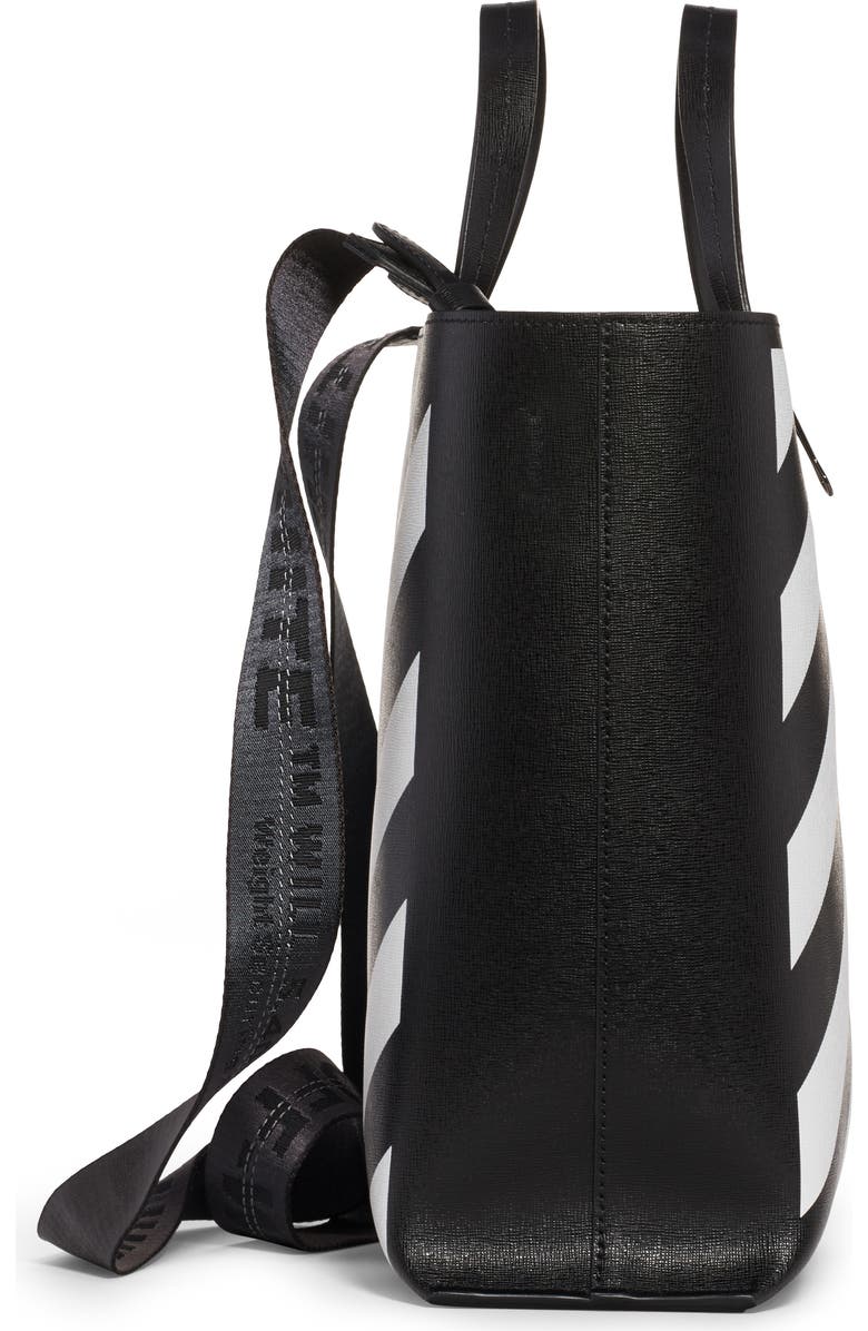 Off-White Diagonal Stripe Leather Tote, Alternate, color,