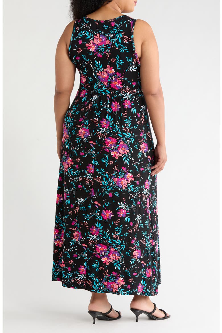 Empire Waist Maxi Dress, Alternate, color, BLACK/ FUCHSIA
