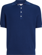 Brunello Cucinelli Half English rib knit polo