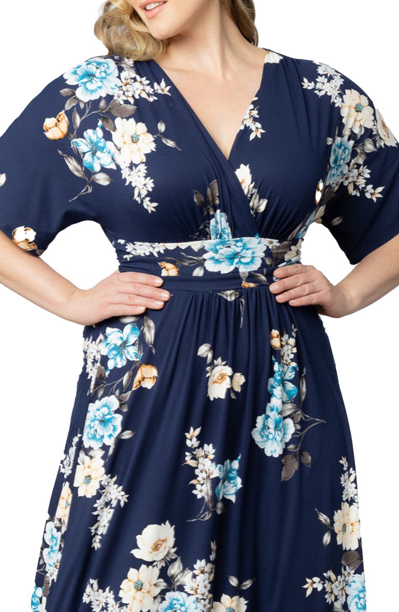 Kiyonna Vienna Maxi Dress, Alternate, color, Navy Floral Print