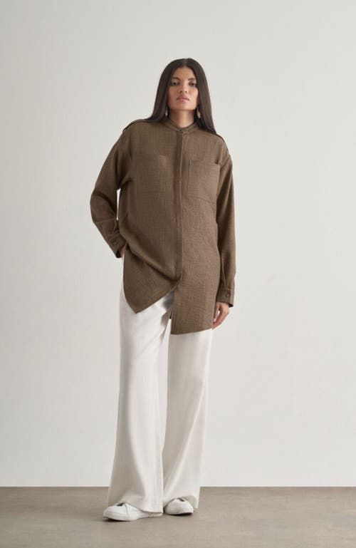 Mizalle Epaulette Tunic In Brown