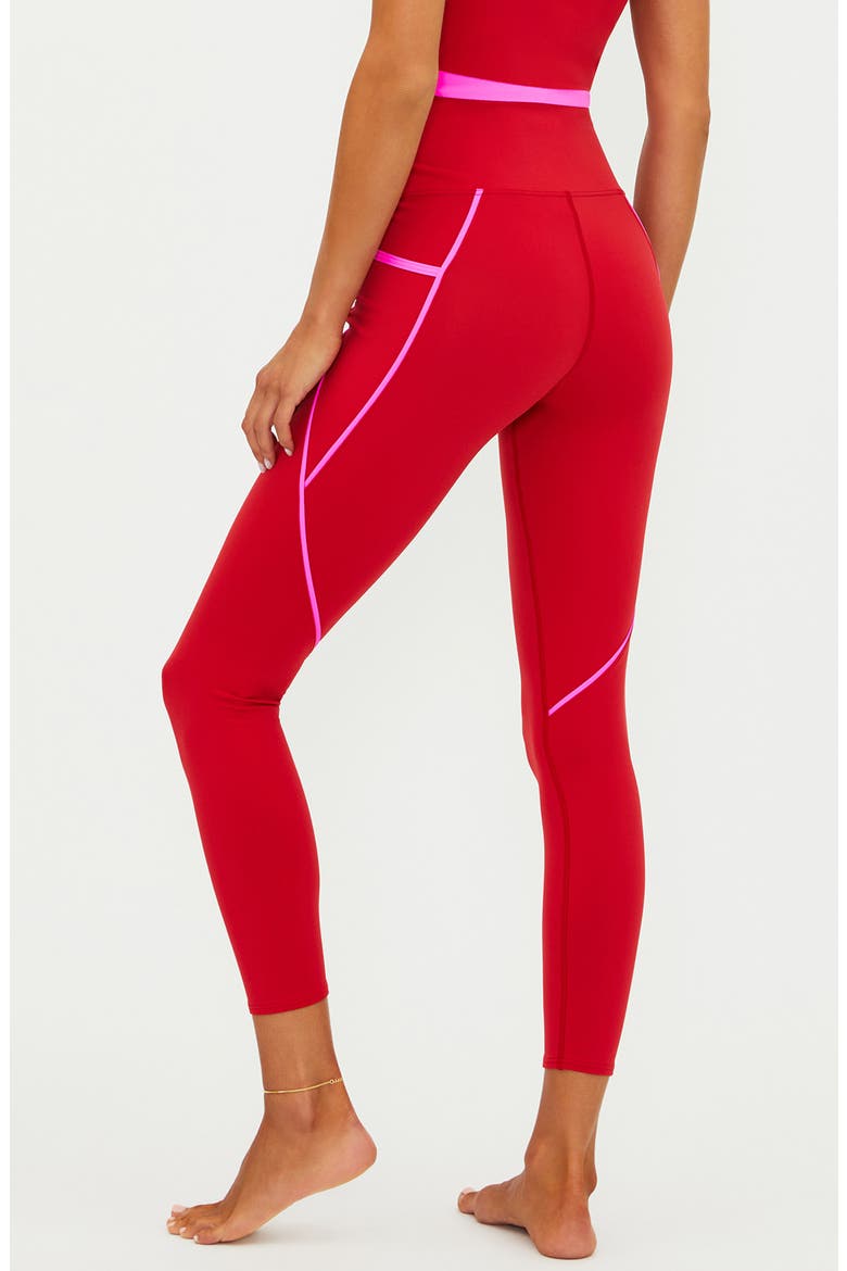 Von Contrast Detail Leggings, Alternate, color, ROYAL RED