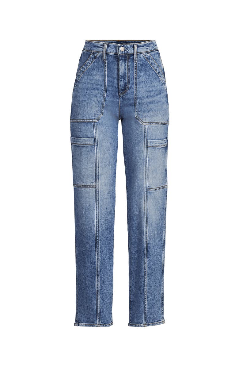 Lands' End Denim High Rise Utility Cargo Ankle Jeans, Alternate, color, Beau Blue