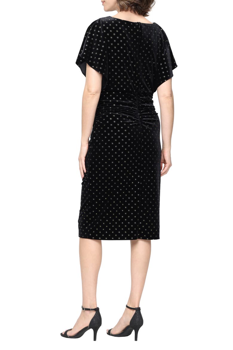 Hotfix Sequin Stretch Velvet Cocktail Dress, Alternate, color, BLACK GOLD