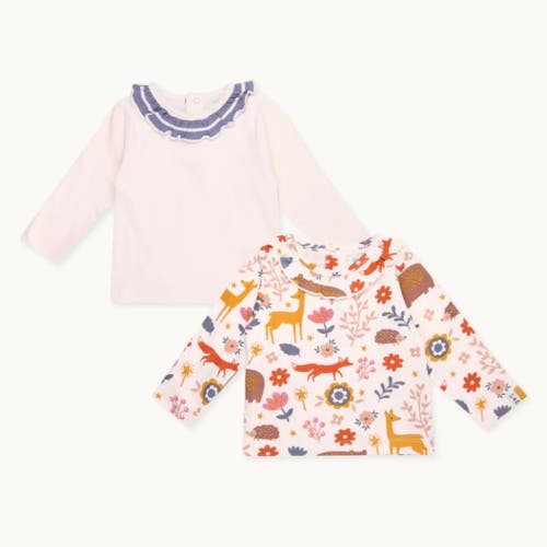 Lilly + Sid Organic Cotton Animal Forest Print And Plain Top - 2 Pack in Multi  product