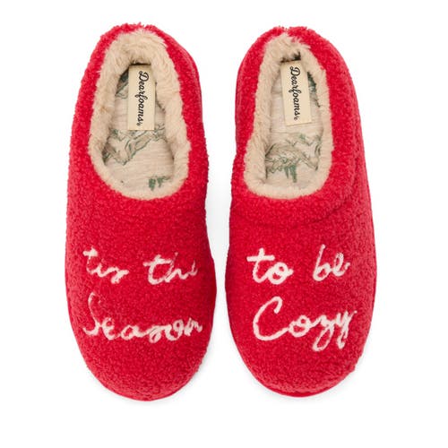 Dearfoams Holiday Novelty Clog Slipper In Red