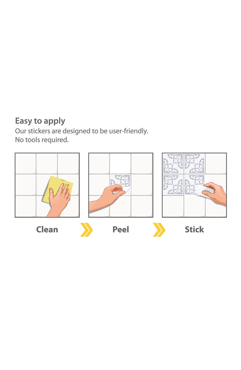 WALPLUS Osborne Monochromatic 96-Piece Tile Sticker Set, Alternate, color,