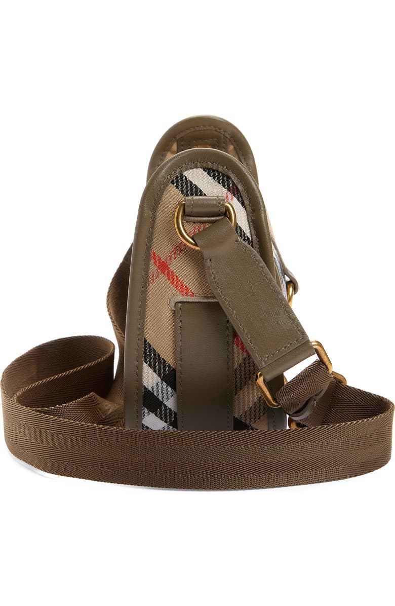 Burberry Mini B Clip Check Coated Canvas Messenger Bag, Alternate, color, Sand