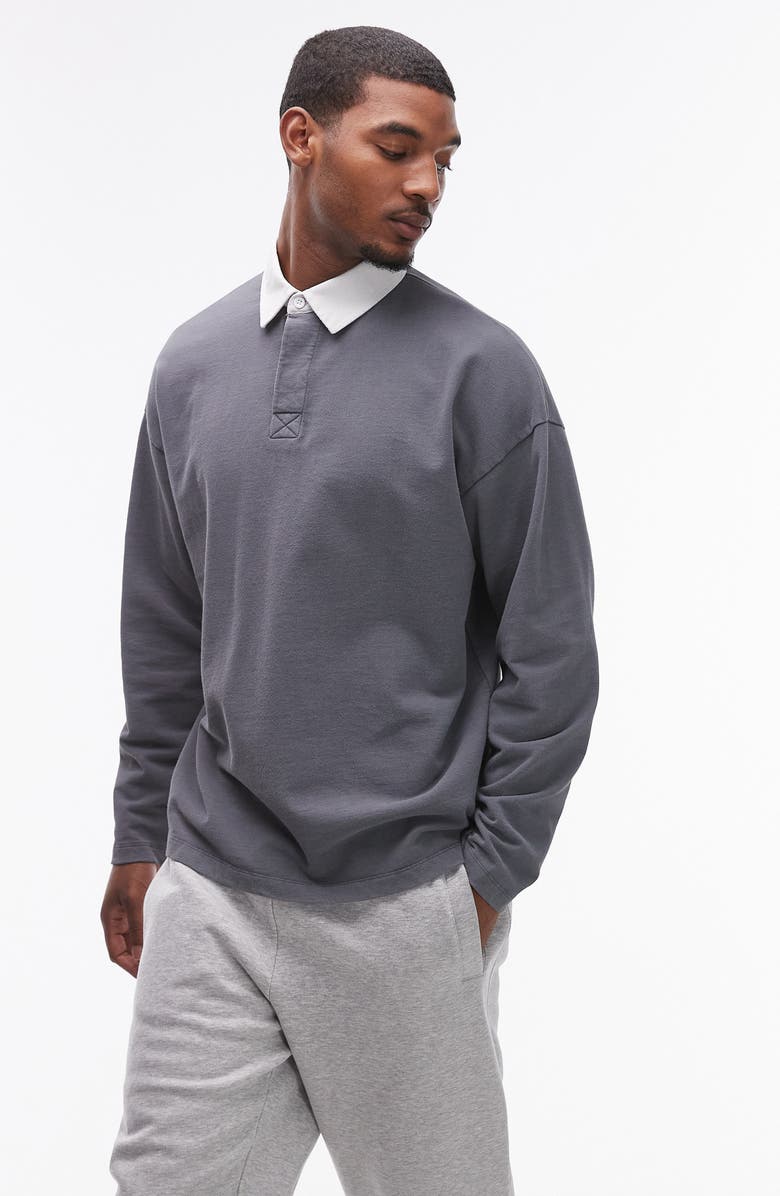 Topman Oversize Long Sleeve Polo, Main, color,