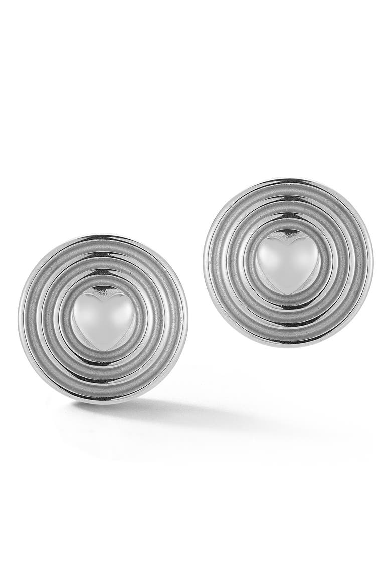 Heart Stud Earrings, Main, color, SILVER