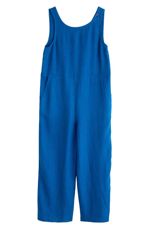 Seasalt Cornwall Salt Airy Crop Wide Leg Linen Jumpsuit In Blue