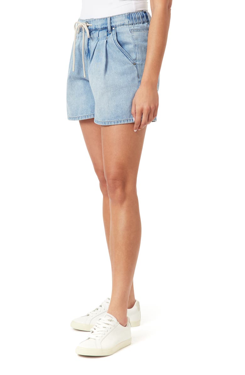 Kensie High Rise Pleated Denim Shorts, Alternate, color, Melton