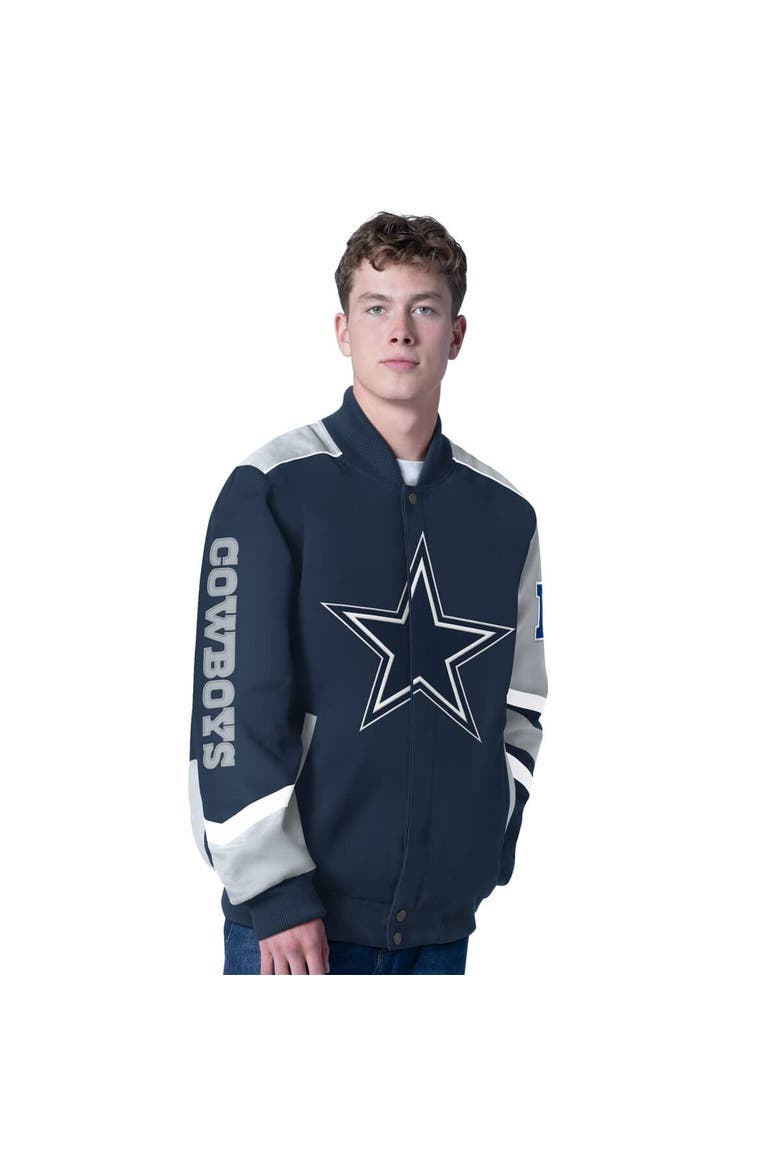 Men's G-III Sports by Carl Banks Navy Dallas Cowboys Prime Time Full-Zip Racing Jacket, Main, color, Navy
