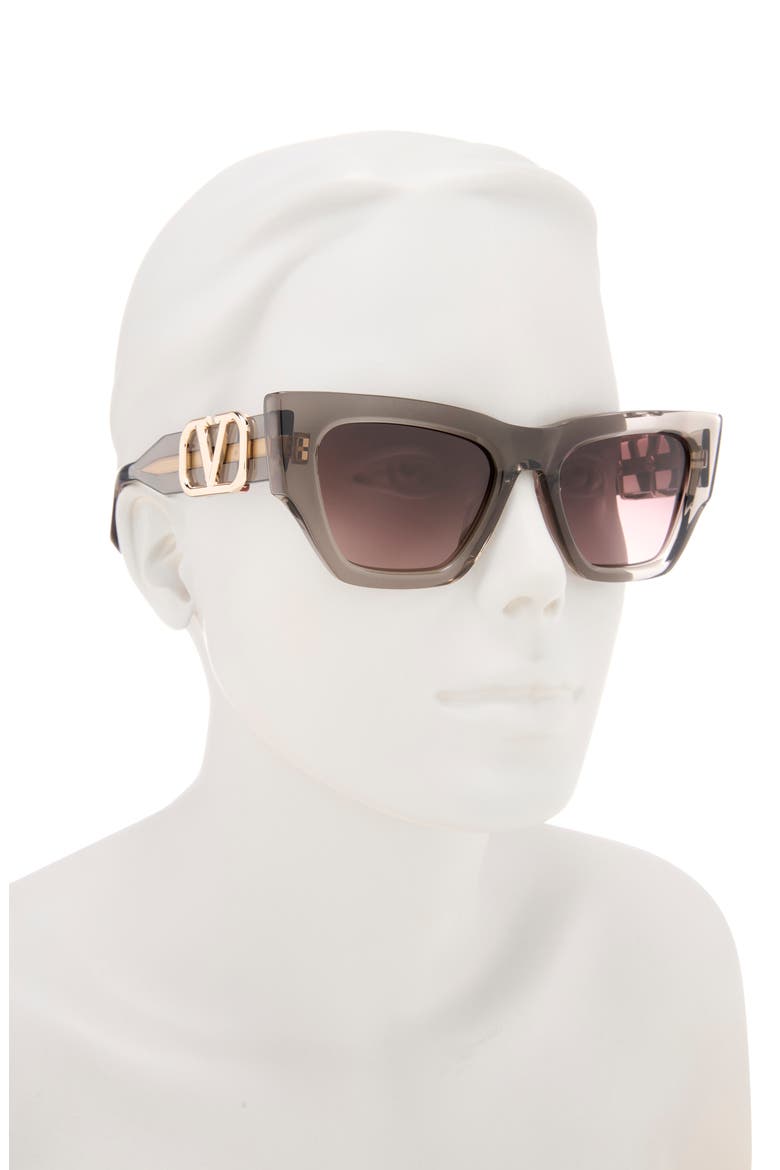 52mm Cat Eye Sunglasses, Alternate, color, GREY GREY ROSE