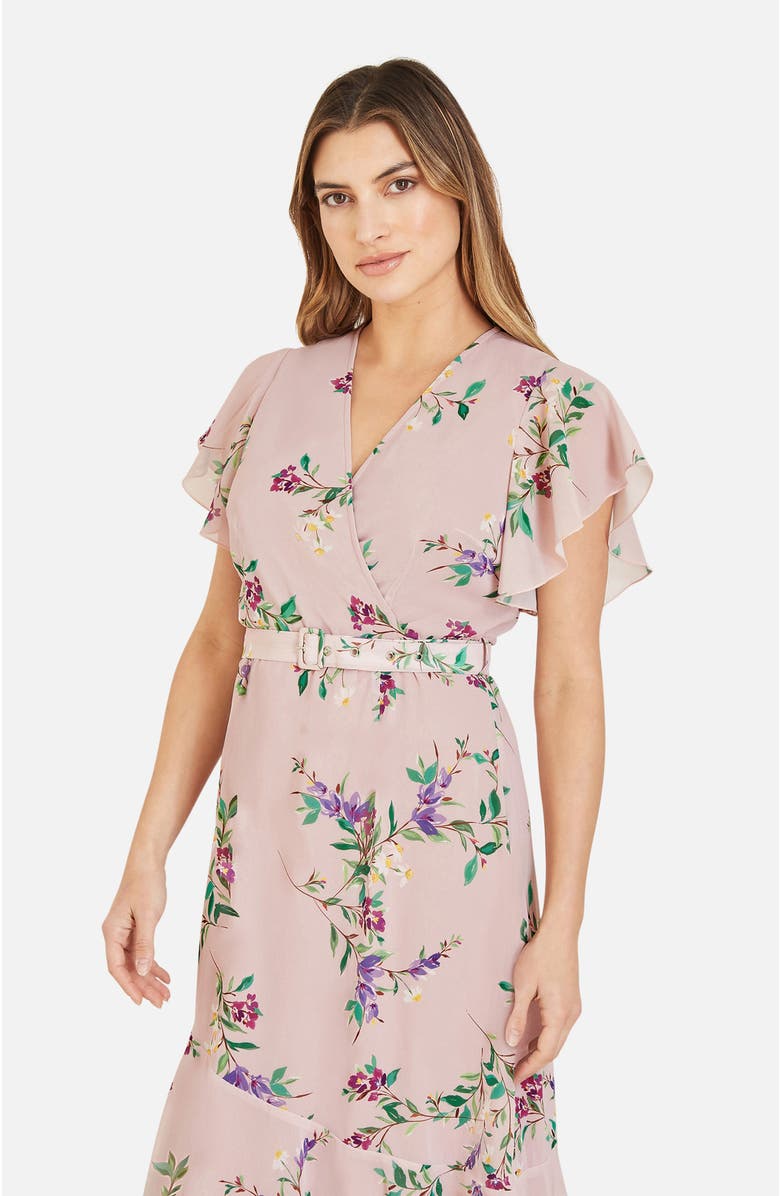 Yumi Midi Dress With Frill Details, Alternate, color, Pink