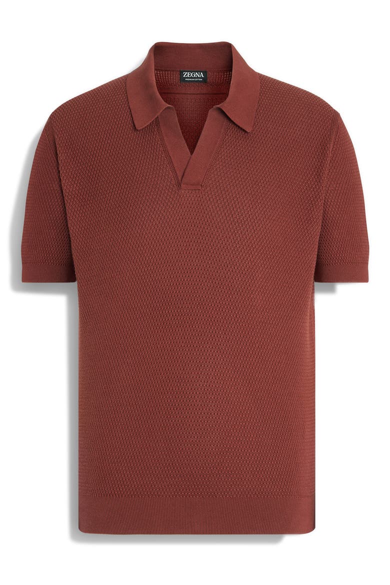 Waffle Knit Premium Cotton Polo Sweater, Alternate, color, MEDIUM ORANGE SOLID