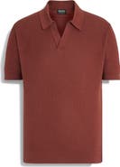 ZEGNA Waffle Knit Premium Cotton Polo Sweater