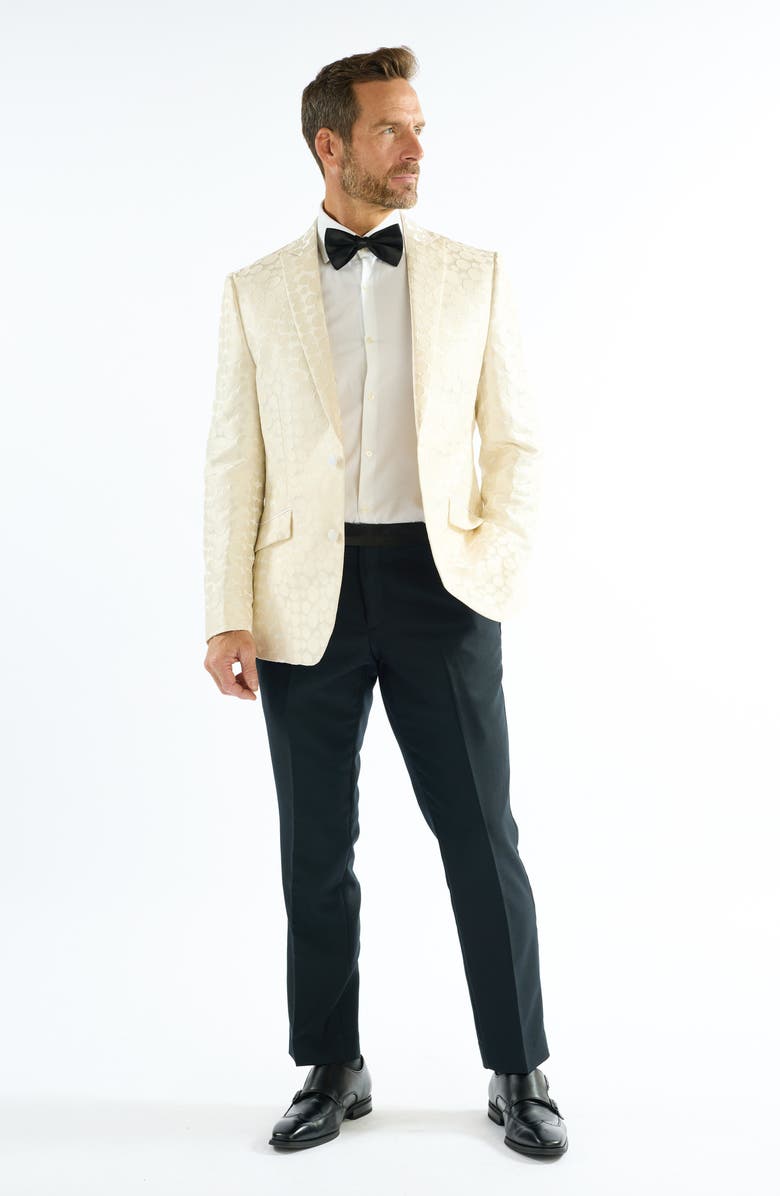 SAVILE ROW CO Dotted Jacquard Evening Jacket, Alternate, color, Ivory