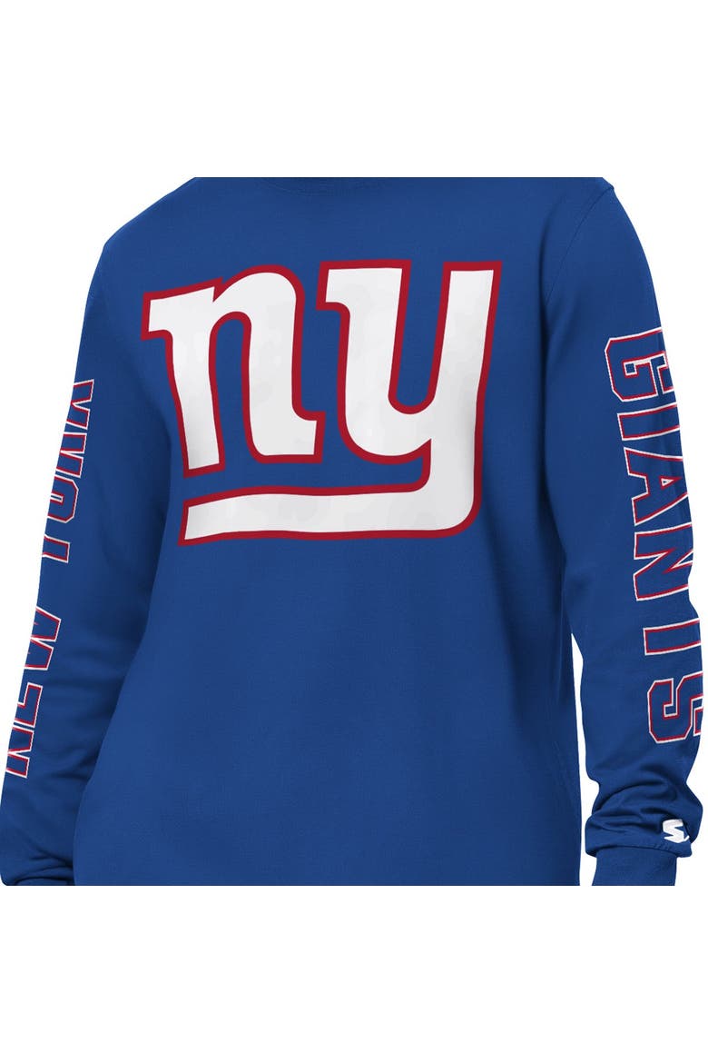 Men's Starter Royal New York Giants Clutch Hit II Long-Sleeve T-Shirt, Alternate, color, Royal