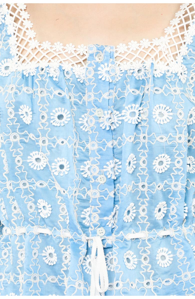 Anna Sui Lattice Lace Embroidery Top, Alternate, color, Baby Blue