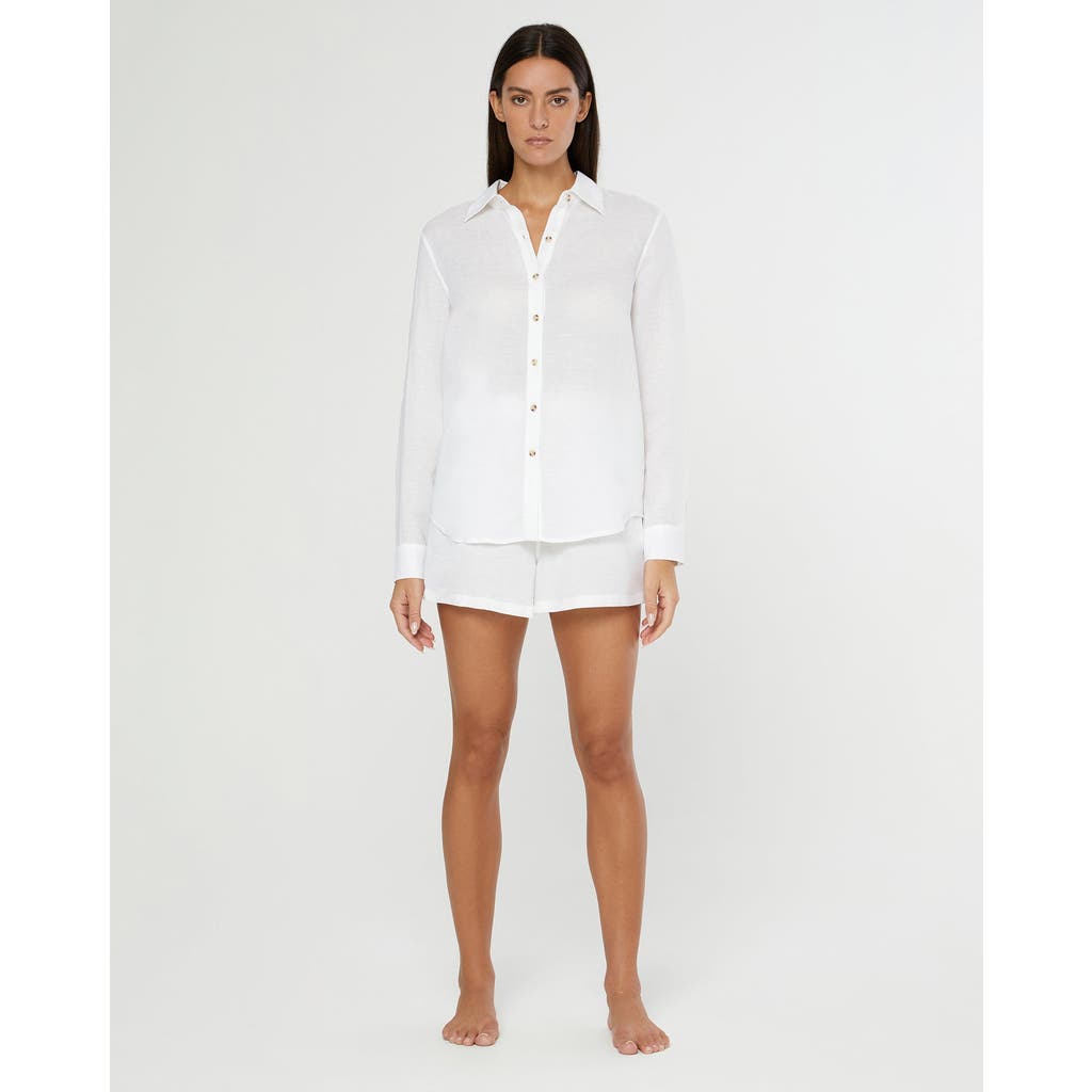 Onia Air Linen Elastic Drawstring Short In White