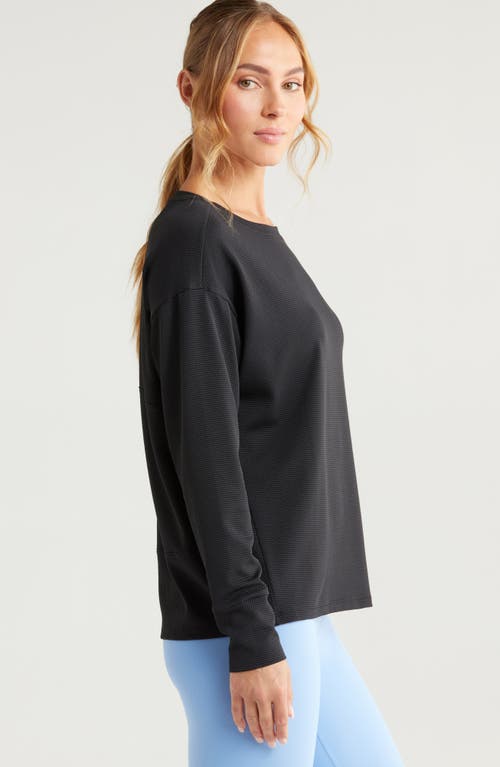 Zella Textured Equilibrium Long Sleeve T-shirt In Black