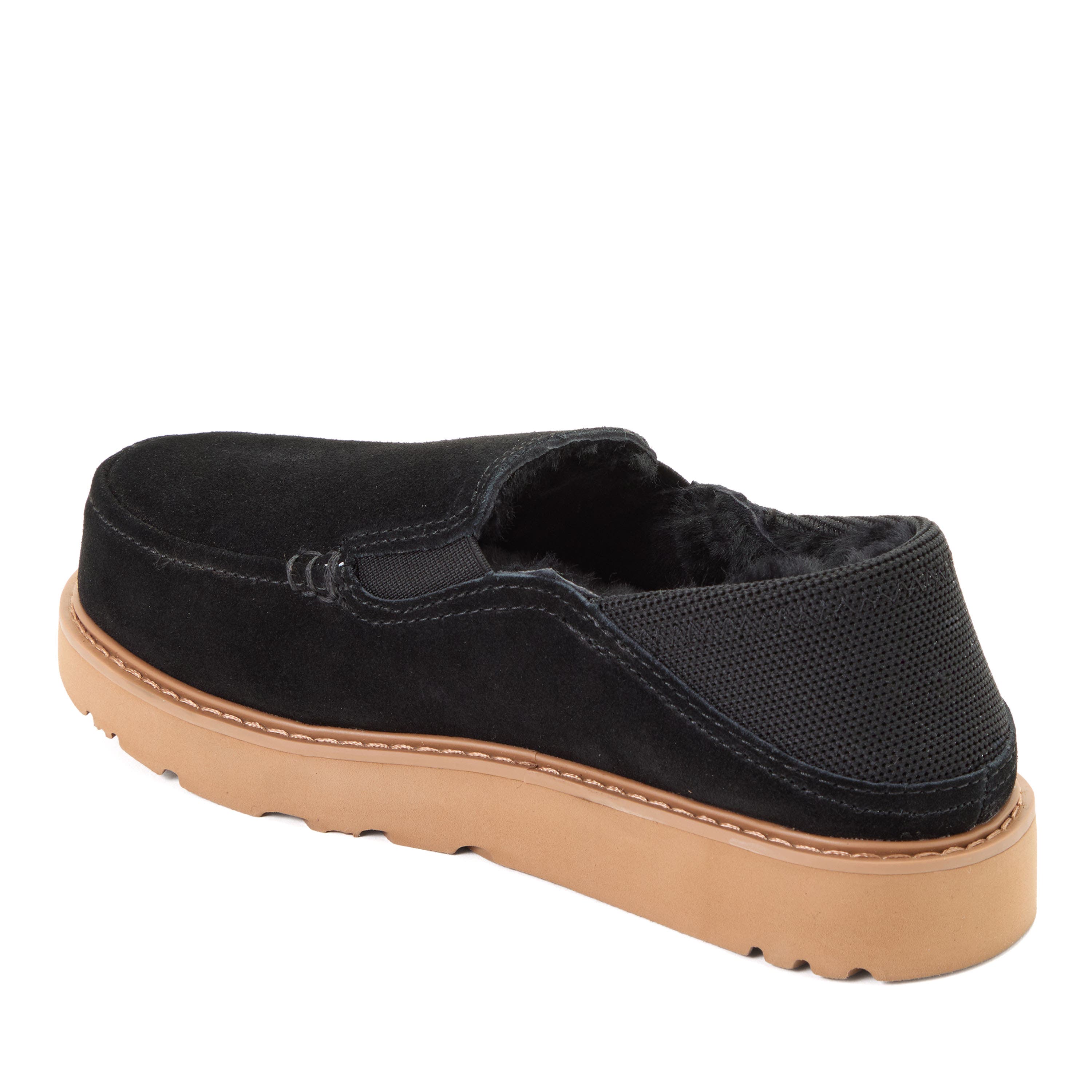 Fireside Suede Sport Knit Loafer Slippers, Alternate, color, Black