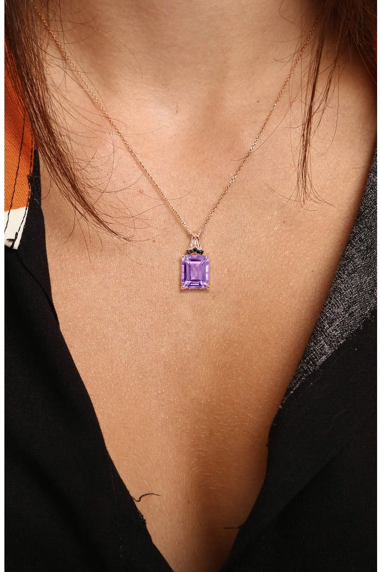 Emerald-Cut Rose de France Amethyst Pendant Necklace, Alternate, color, PURPLE
