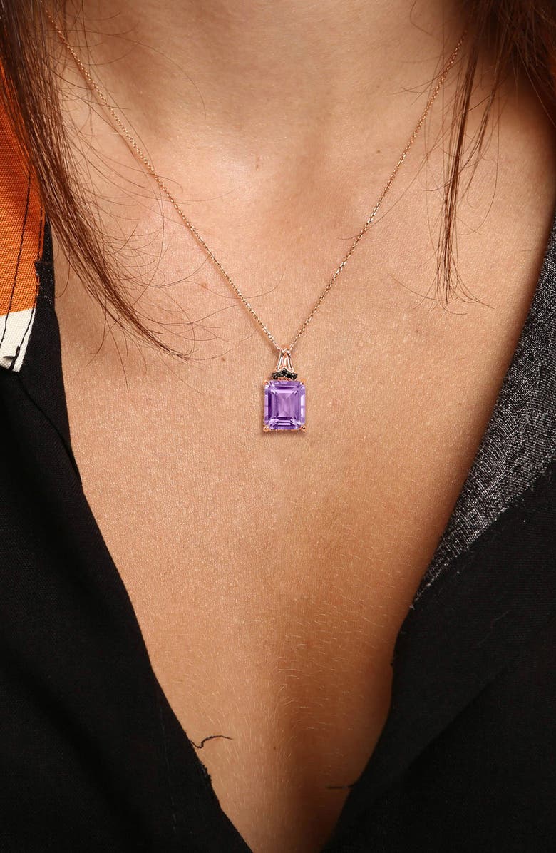DELMAR Emerald-Cut Rose de France Amethyst Pendant Necklace, Alternate, color, 