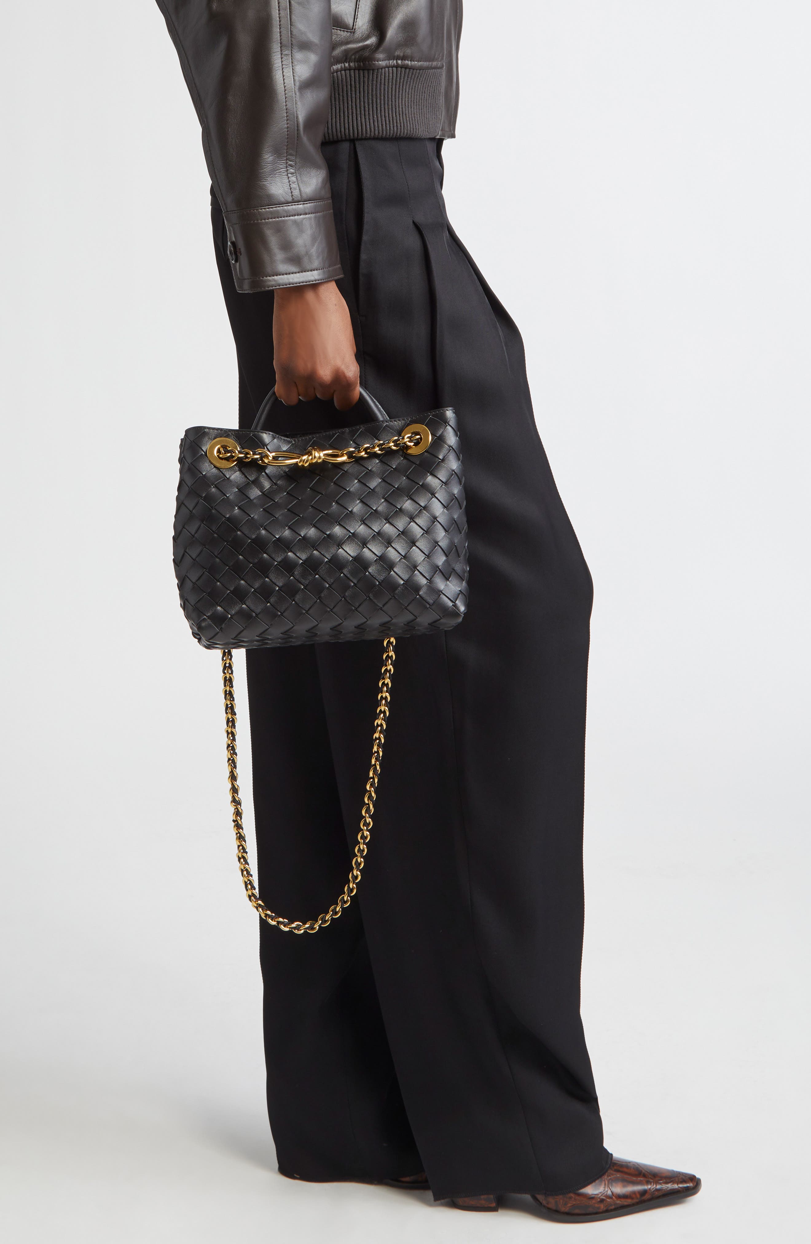 Bottega Veneta Small Andiamo Chain Leather Shoulder Bag, Alternate, color, 