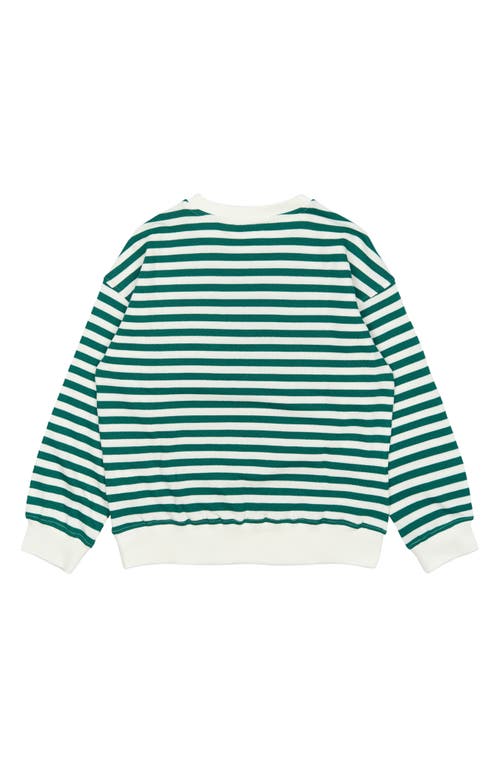 The New Kids' Nero Stripe Organic Cotton Crewneck Sweatshirt In Green