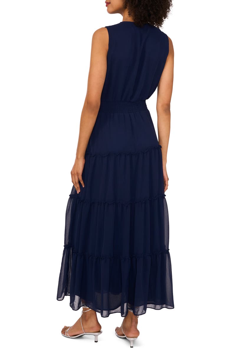 1.STATE Tie Neck Sleeveless Tiered Maxi Dress, Alternate, color, Classic Navy