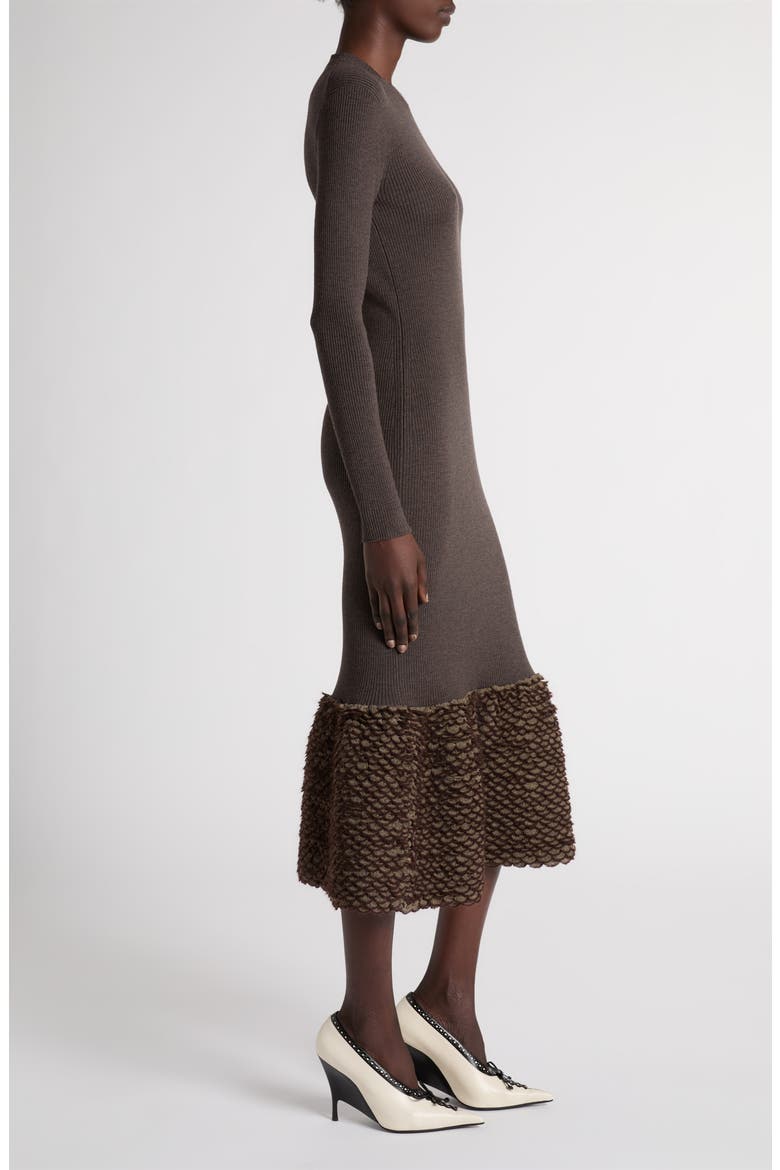 Ribbed Wool Blend Midi Dress, Alternate, color, DARK BROWN