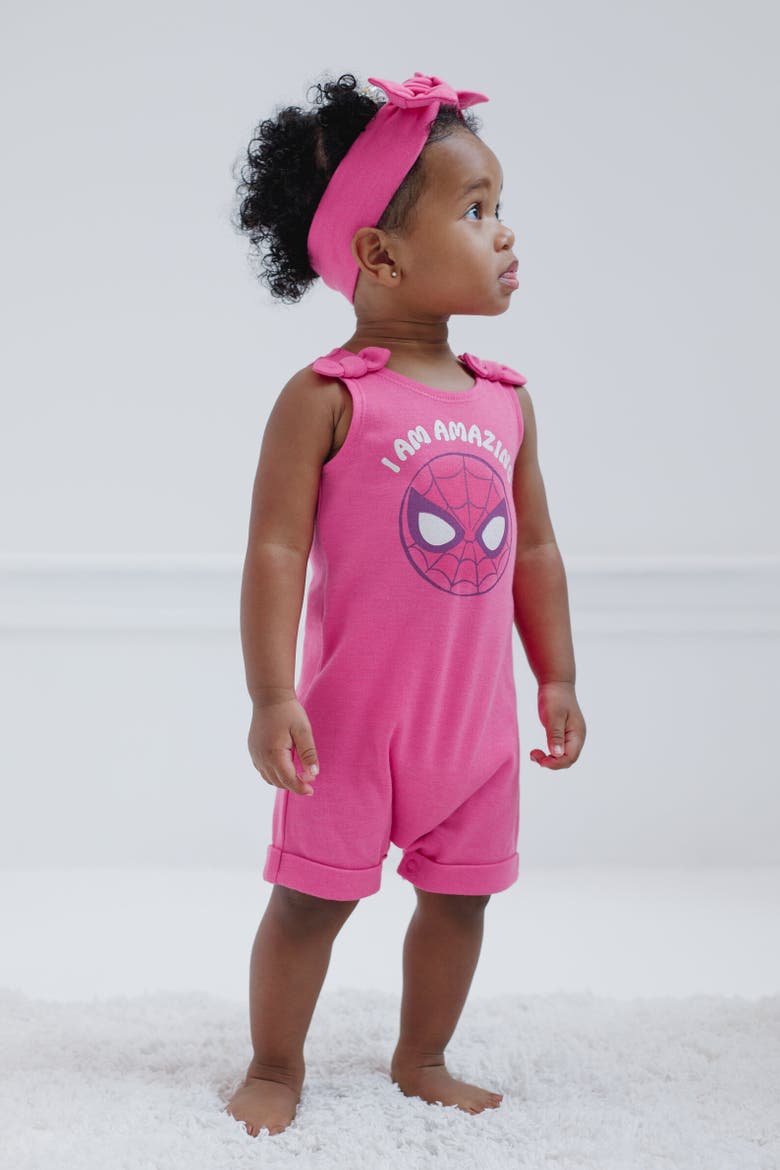 Spider-Man Avengers Sleeveless Romper Headband Set, Alternate, color, Red