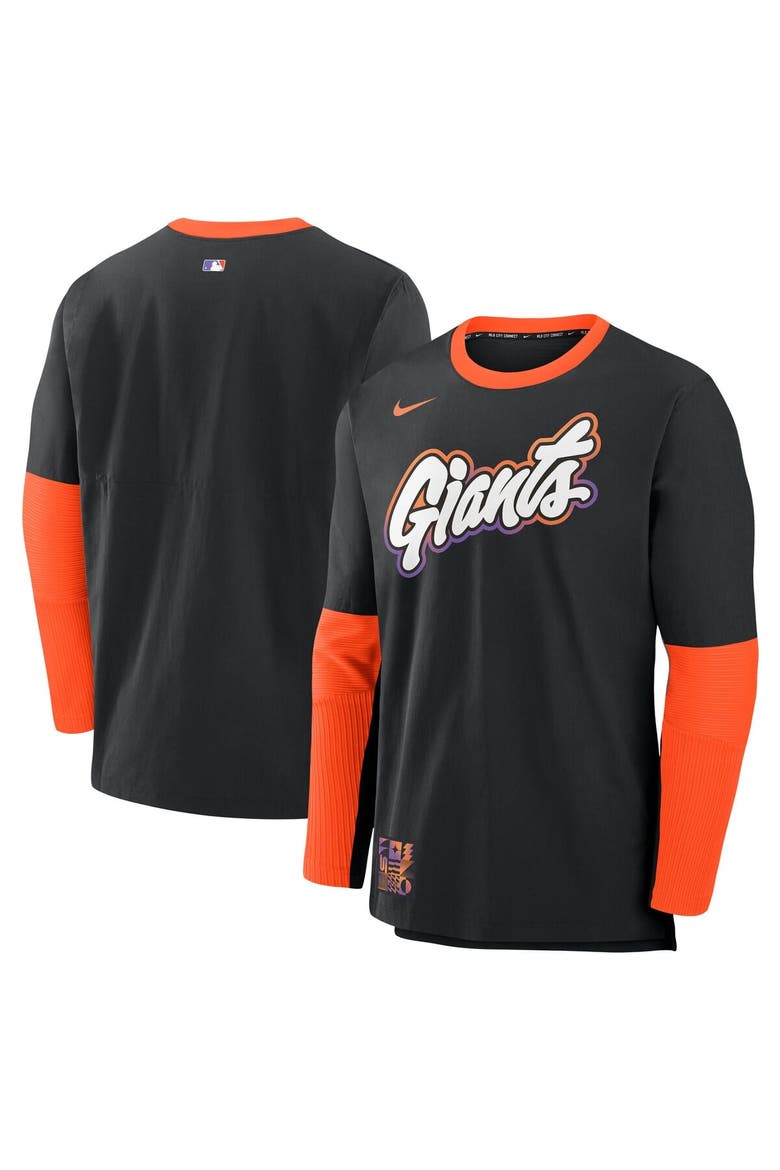 Men's Nike  Black/Orange San Francisco Giants 2025 City Connect Authentic Collection Lightweight Player Tri-Blend Performance Long Sleeve T-Shirt, Main, color, Black