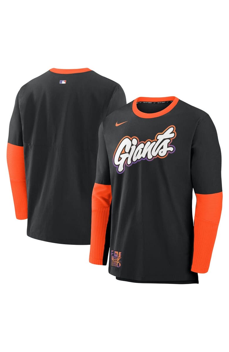 Nike Men's Nike  Black/Orange San Francisco Giants 2025 City Connect Authentic Collection Lightweight Player Tri-Blend Performance Long Sleeve T-Shirt, Main, color, Black