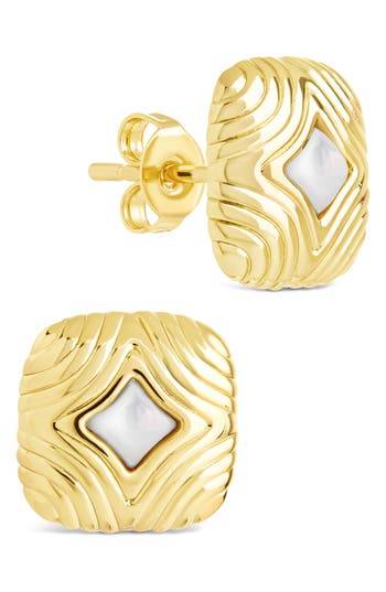 Sterling Forever Fiorella Bloom Stud Earrings In Gold