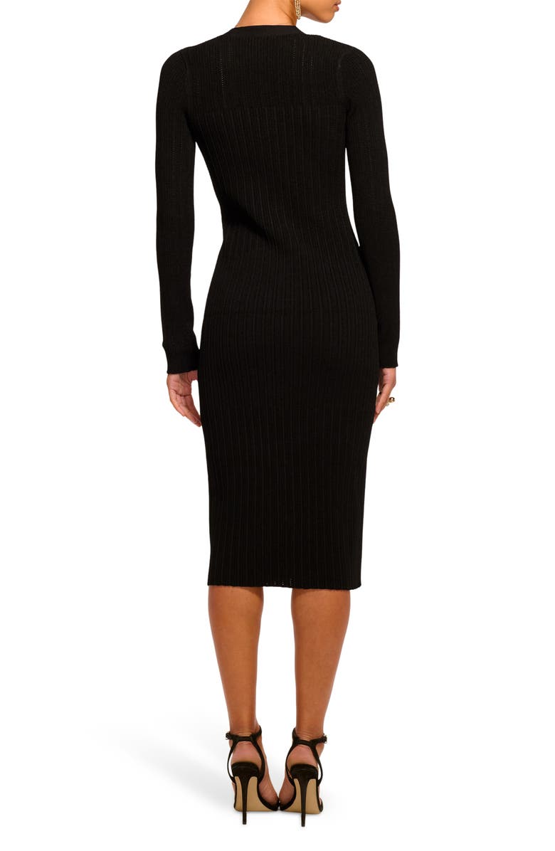 Ramy Brook Gabby Long Sleeve Midi Dress, Alternate, color, Black