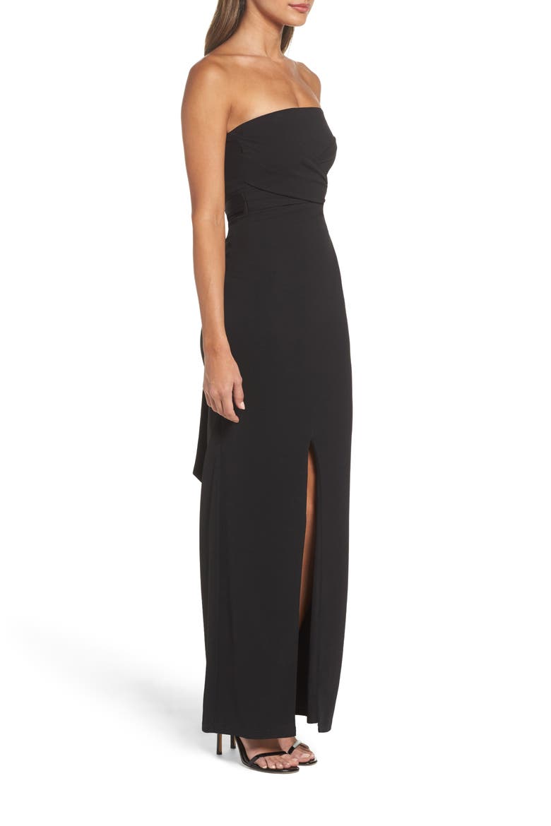 Own the Night Strapless Column Gown, Alternate, color, BLACK
