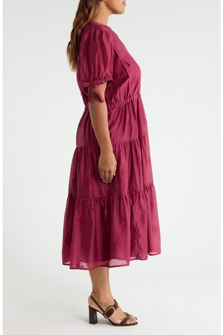 Balloon Sleeve Split Neck A-Line Maxi Dress, Alternate, color, VIVID PLUM