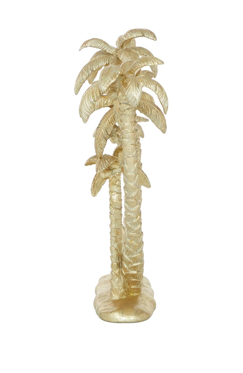 WILLOW ROW Goldtone Polyresin Palm Tree Sculpture, Alternate, color, Gold