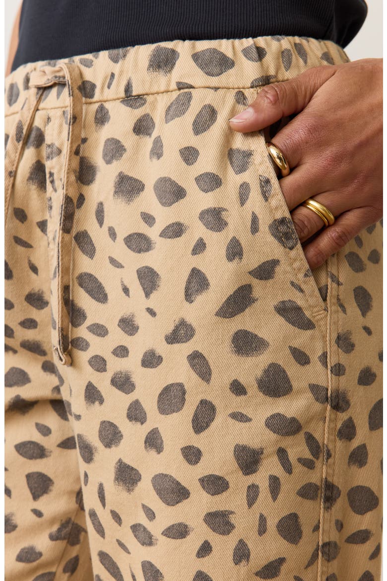 Print Denim Drawstring Pants, Alternate, color, ABSTRACT ANIMAL PRINT