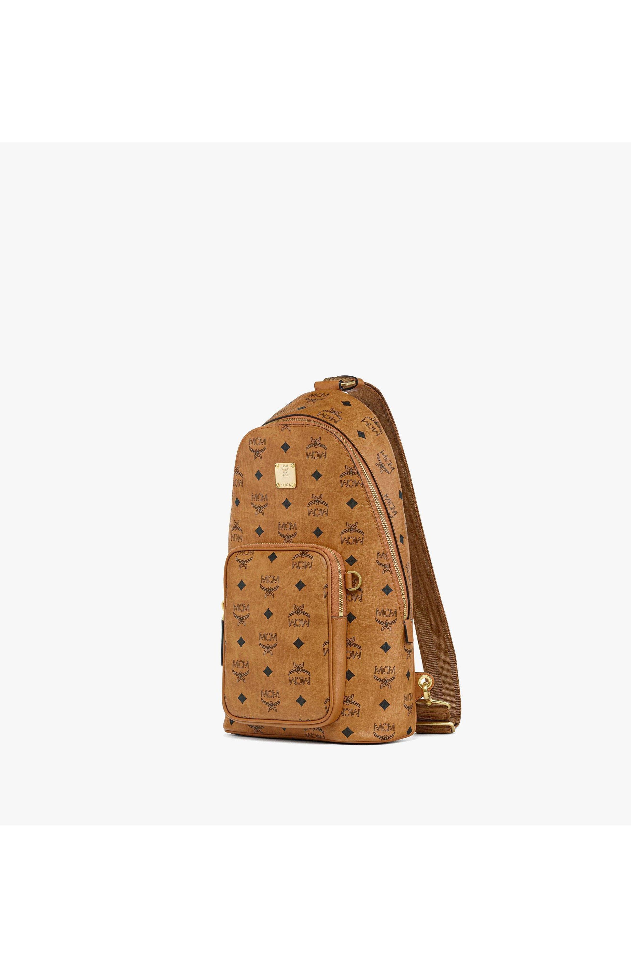 Small Aren Sling Bag in Visetos, Alternate, color, Cognac