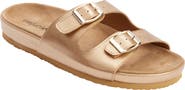 Comfortview The Maxi Leather-Like Adjustable Slip On Footbed Sandal